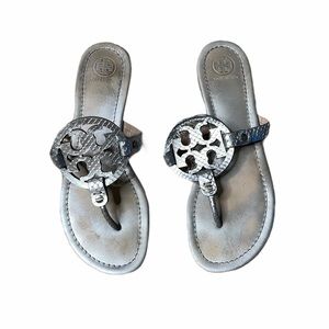Tory Burch Miller Sandals Gray-Silver Size 9